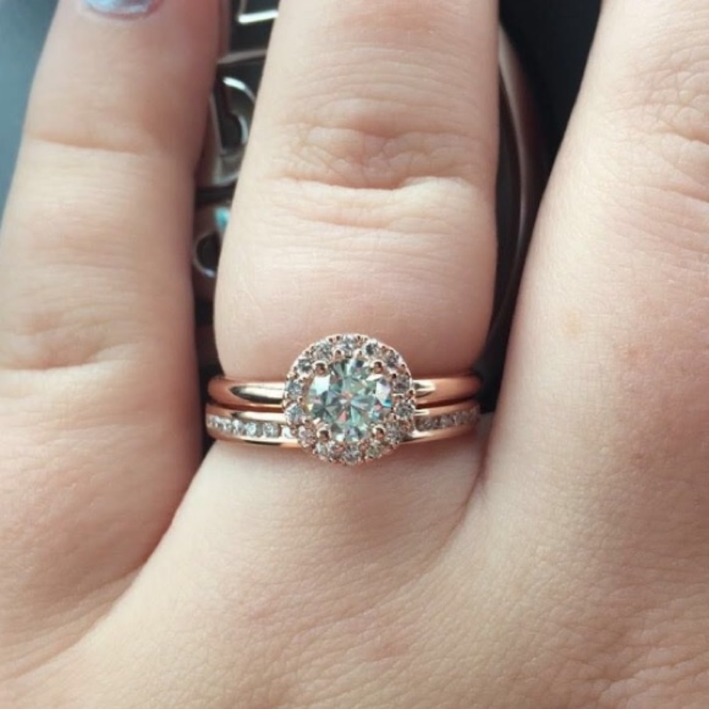 14k solid rose gold wedding ring set sz 8